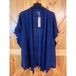 Bloomchic Dolman Ruffle Sleeve Navy Crochet Cardigan NWT Size 14-16 (5853)